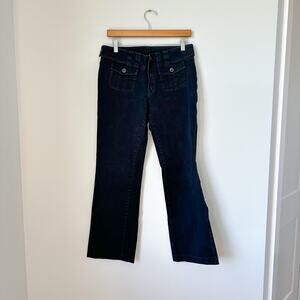 Sundance Patch Pocket Mid Rise Stretch Straight Leg Pants Black